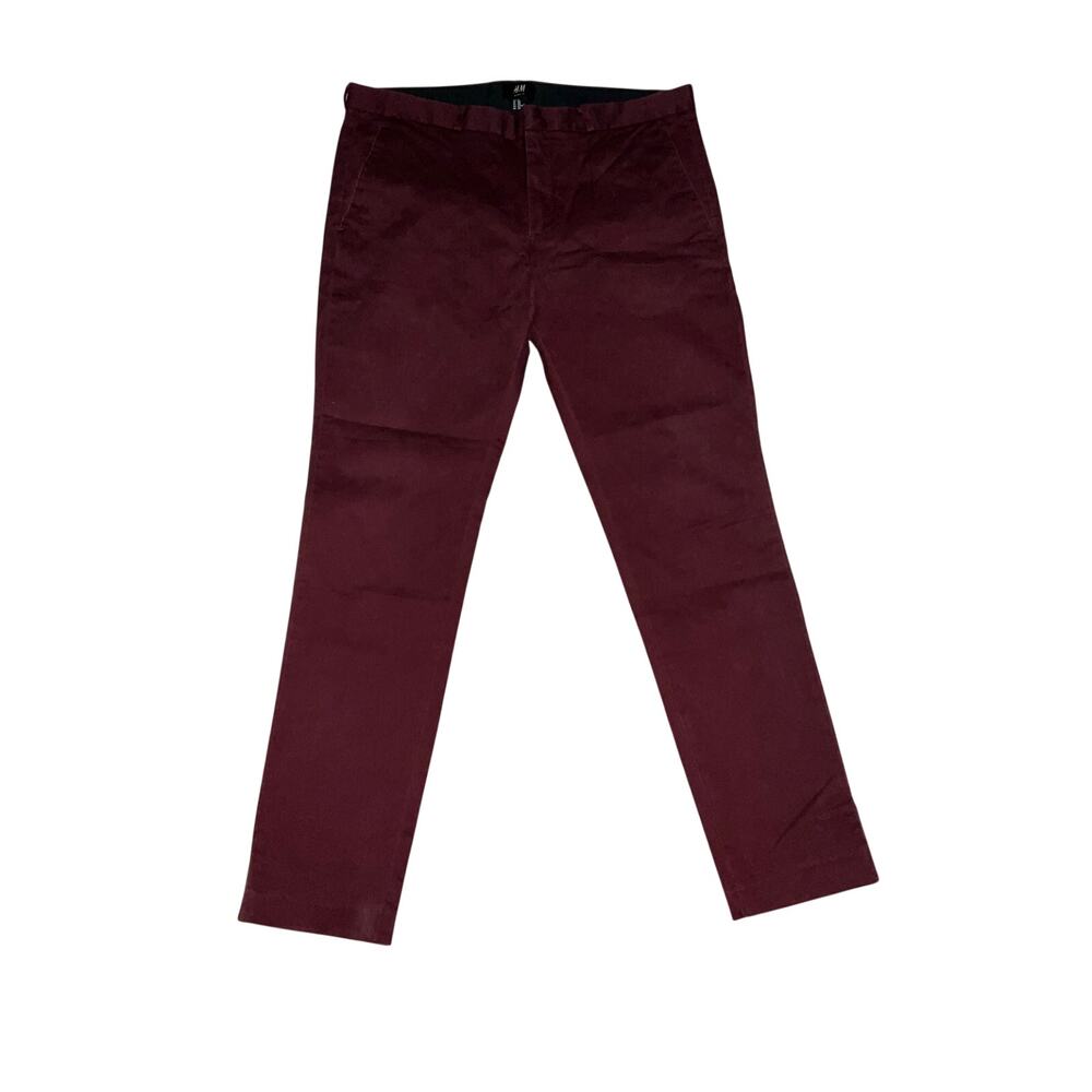 H&M Burgundy Red Skinny Fit Dress Pants Size 38X32